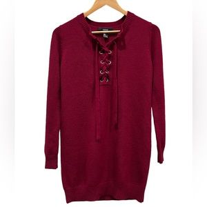 Forever 21 Lace Up V-Neck Sweater